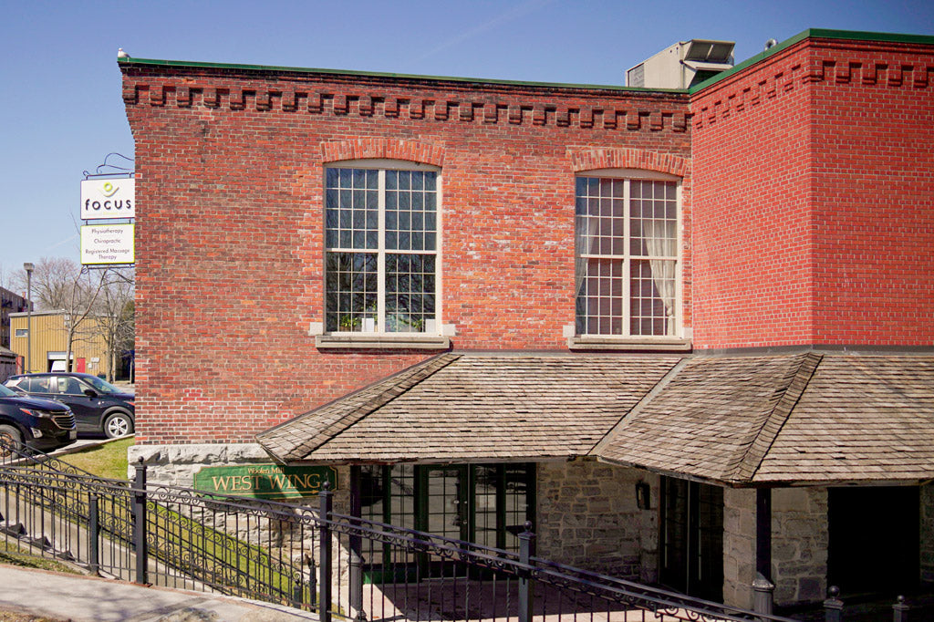 Exterior view of Focus Personal Fitness Studio in the Woolen Mill in Kingston, Ontario