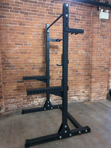 fitness store black squat rack side view