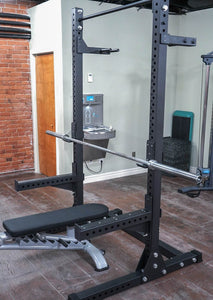 fitness store black squat rack with Olympic bar